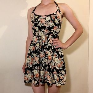 Tobi Black Floral Cut-Out Dress
